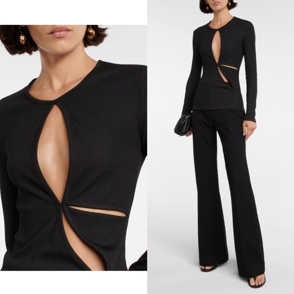 Christopher Esber Tops - Christopher Esber Anglaise Long Sleeve Top Black